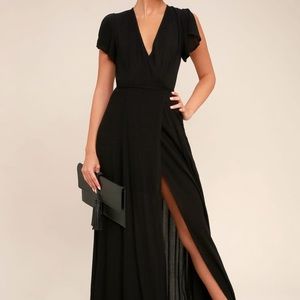NWT Lulu’s Heart of Marigold Black Wrap Maxi
